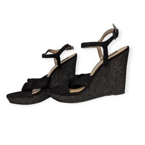 G.I.L.I Sandals Kahlie Printed Padded Insole Wedge Heels Women's Black Size 7M